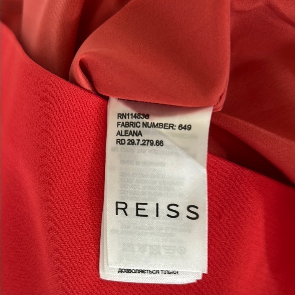 Reiss Red Sheath Dress V-Neck Sleeveless Cocktail size 2 - Picture 12 of 13